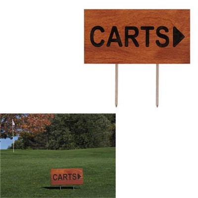 WOOD DIRECTIONAL SIGN KEEP CART ON PATH