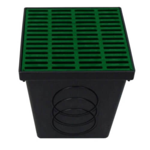 9" Drain Box w/Grate and 2 Seals (Green)